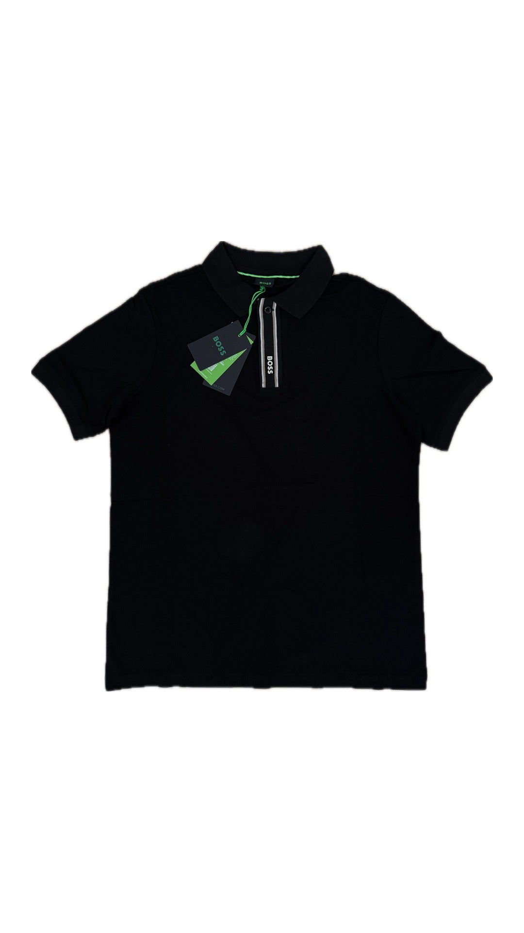 Crna Polo Majica sa Vertikalnim Stripe Placketom