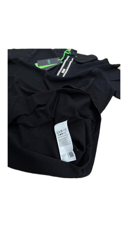 Crna Polo Majica sa Vertikalnim Stripe Placketom