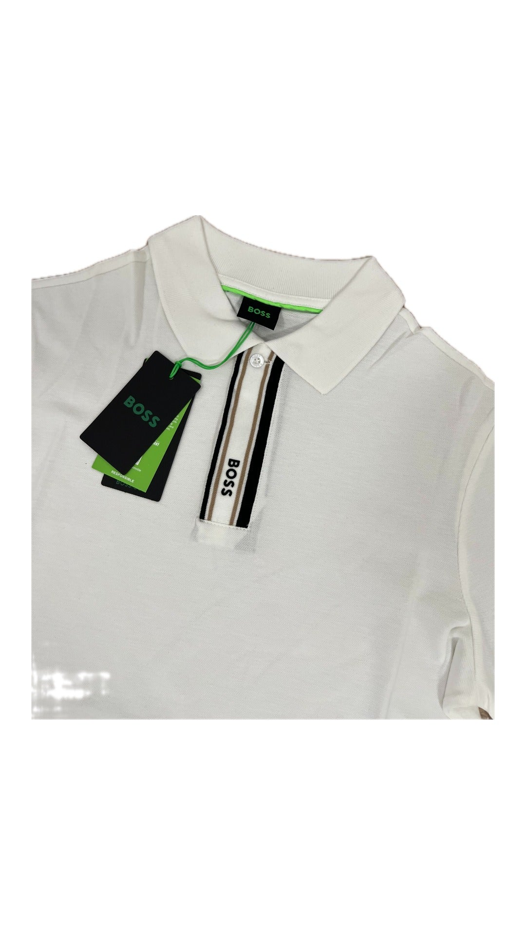 Bela Polo Majica sa Vertikalnim Stripe Placketom