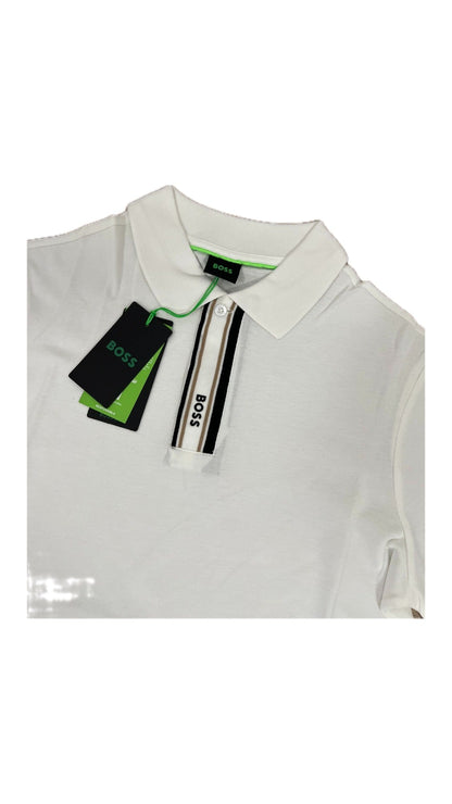 Bela Polo Majica sa Vertikalnim Stripe Placketom