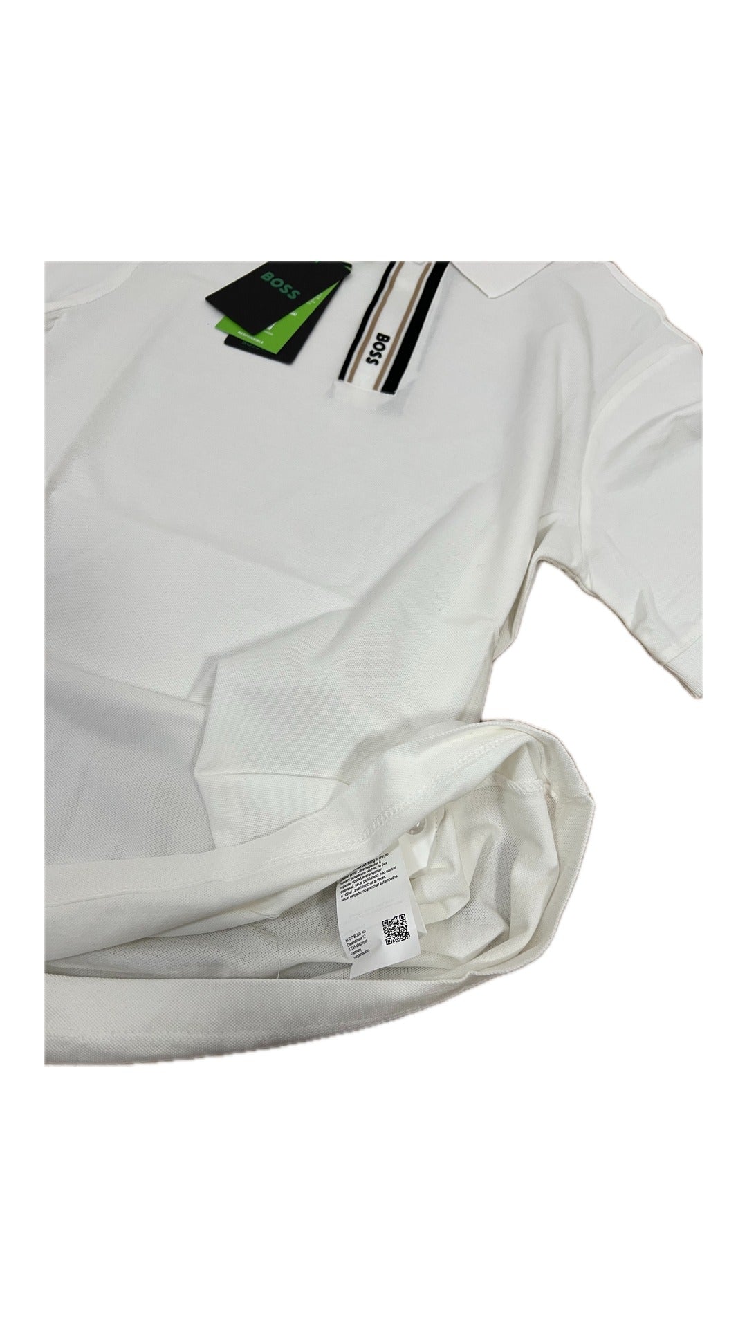 Bela Polo Majica sa Vertikalnim Stripe Placketom