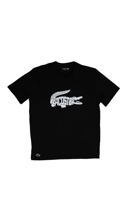 Lacoste Crna Majica sa Croc Text Logom