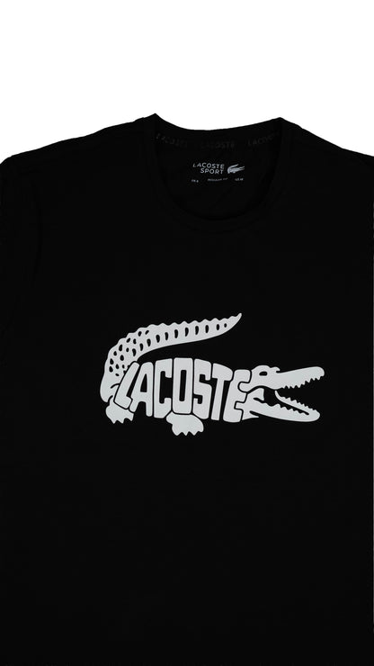 Lacoste Crna Majica sa Croc Text Logom