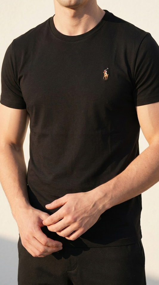 Polo Ralph Lauren crna majica sa multikolor konjicem - model